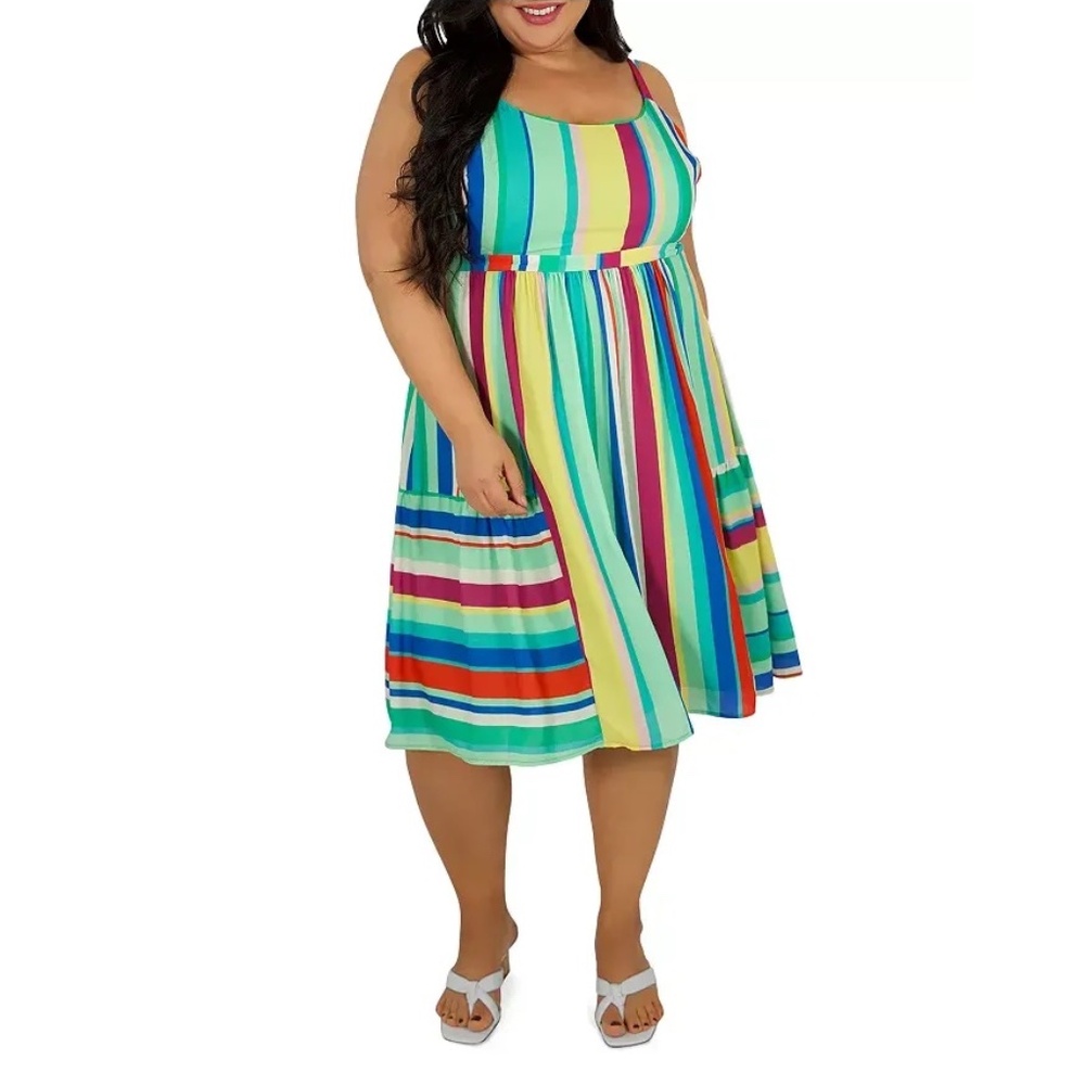 NWT Maree Pour Toi Brenda Stripe Midi Dress - size 16